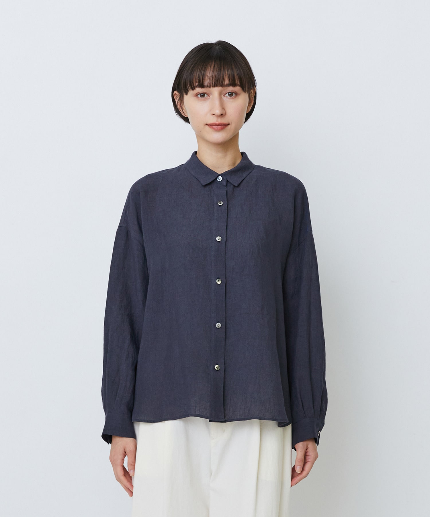 【LOISIR】グランジリネンボクシーシャツ 詳細画像 ネイビー 28