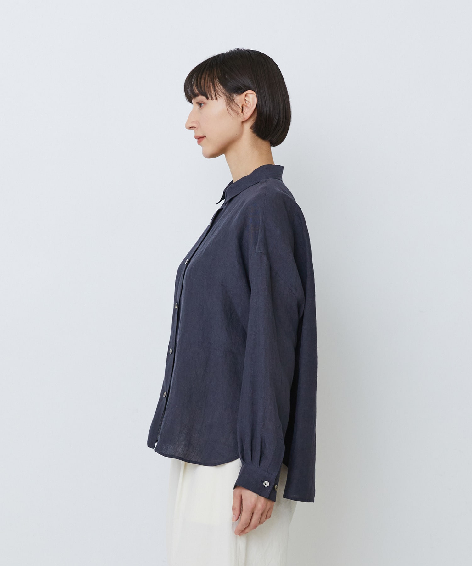 【LOISIR】グランジリネンボクシーシャツ 詳細画像 ネイビー 29