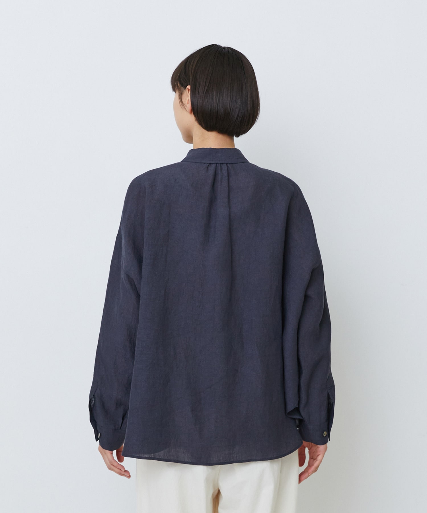 【LOISIR】グランジリネンボクシーシャツ 詳細画像 ネイビー 30