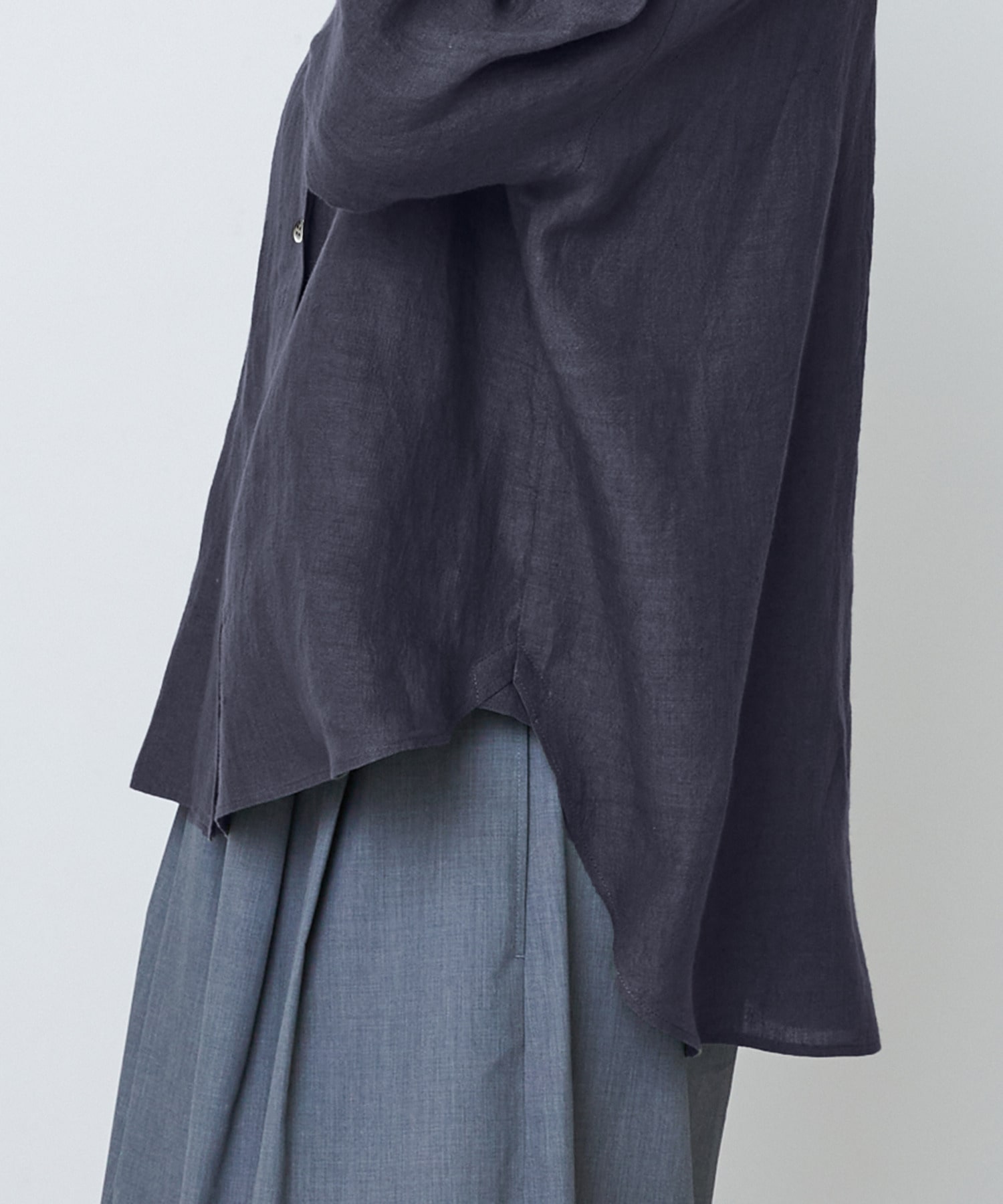 【LOISIR】グランジリネンボクシーシャツ 詳細画像 ネイビー 34