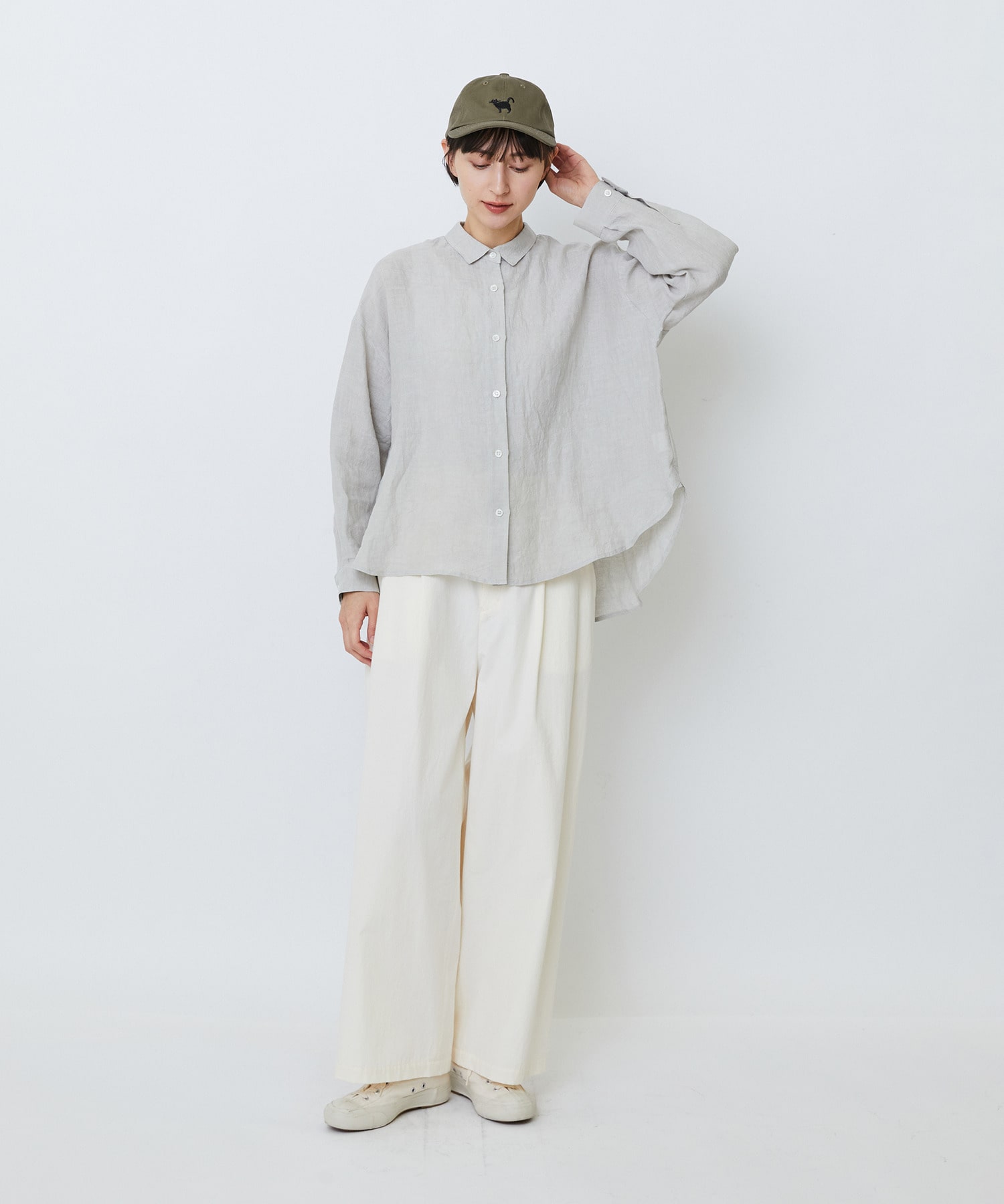 【LOISIR】グランジリネンボクシーシャツ 詳細画像 ネイビー 4