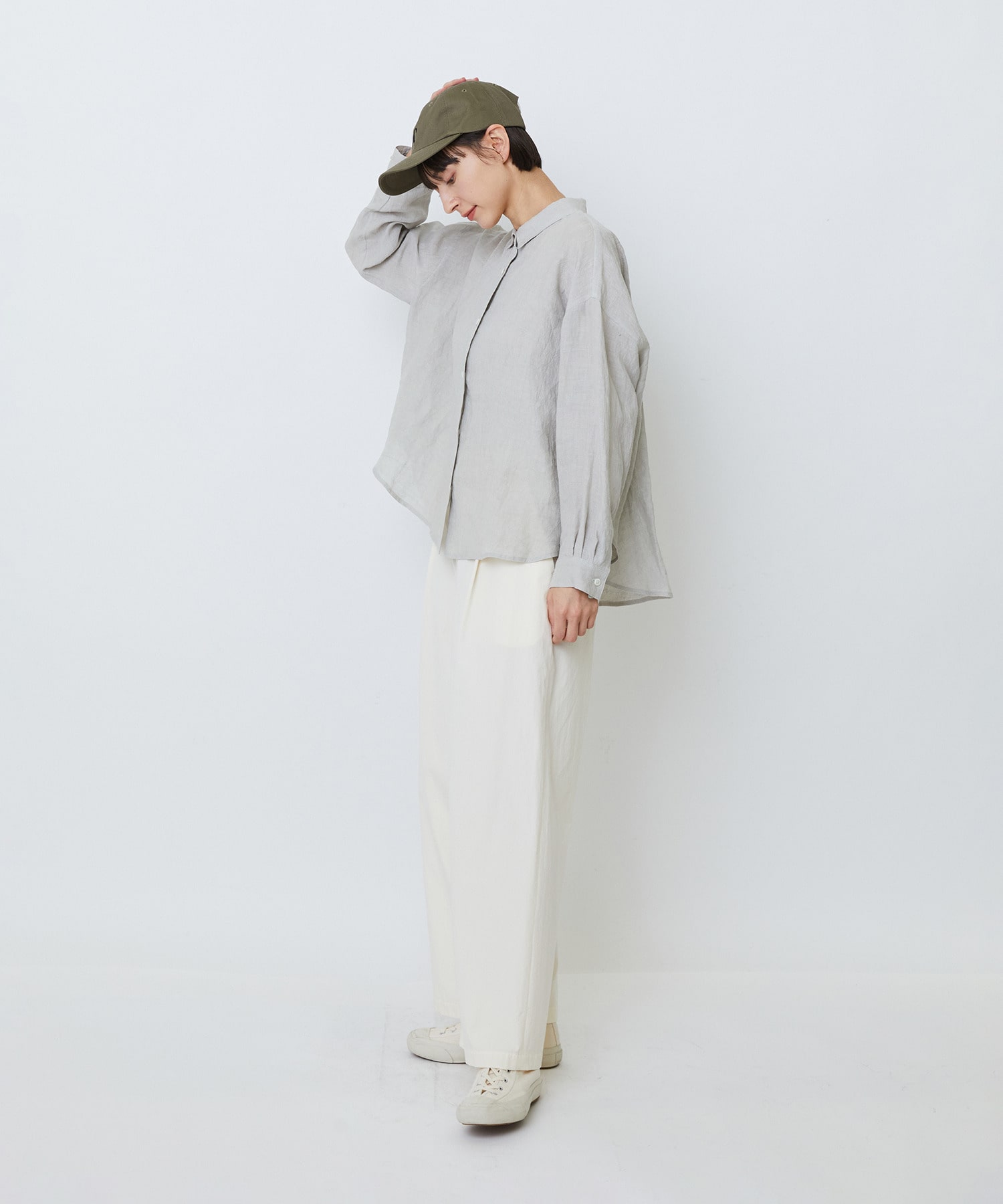 【LOISIR】グランジリネンボクシーシャツ 詳細画像 ネイビー 5