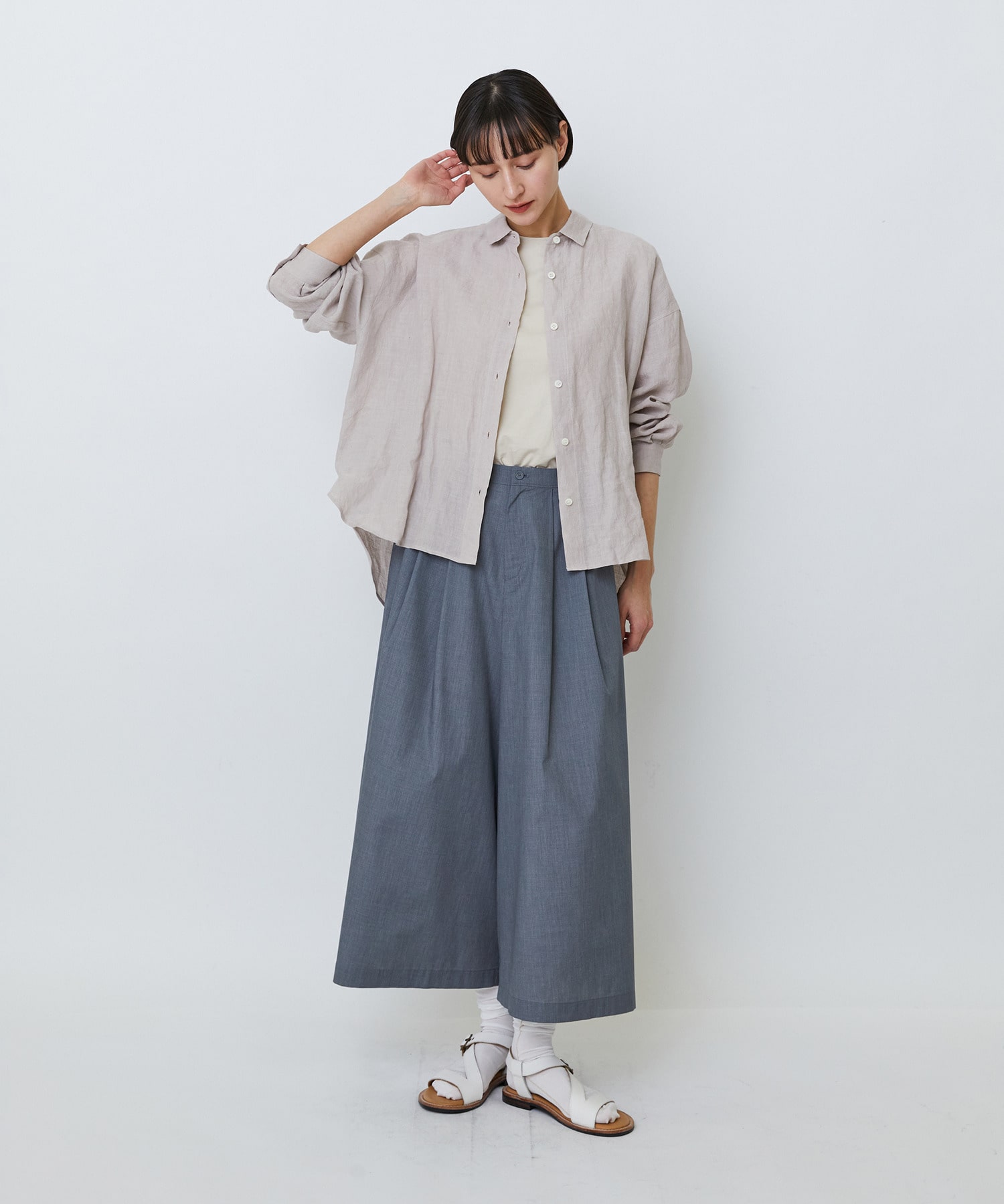 【LOISIR】グランジリネンボクシーシャツ 詳細画像 ネイビー 7