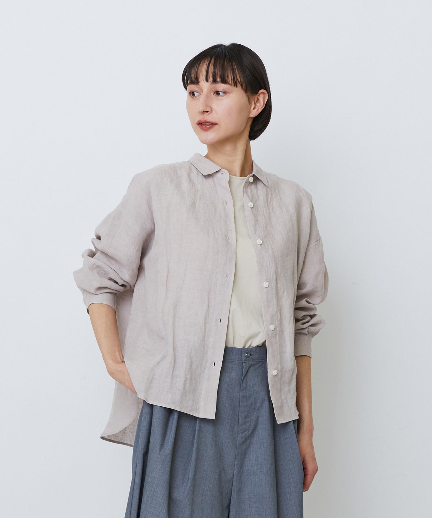 【LOISIR】グランジリネンボクシーシャツ 詳細画像 ピンク 1