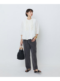 【LOISIR】グランジリネンフリルディテールブラウス 詳細画像 ネイビー 1