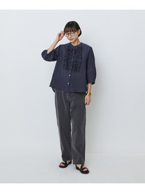 【LOISIR】グランジリネンフリルディテールブラウス 詳細画像 ネイビー 11