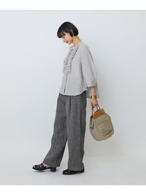 【LOISIR】グランジリネンフリルディテールブラウス 詳細画像 ネイビー 15