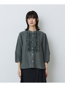 【LOISIR】グランジリネンフリルディテールブラウス 詳細画像 ネイビー 23