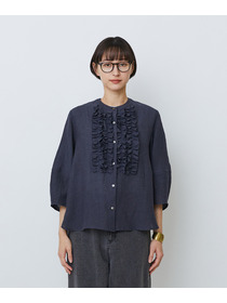 【LOISIR】グランジリネンフリルディテールブラウス 詳細画像 ネイビー 26