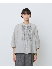 【LOISIR】グランジリネンフリルディテールブラウス 詳細画像 ネイビー 29