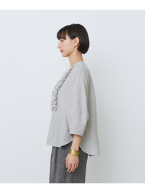 【LOISIR】グランジリネンフリルディテールブラウス 詳細画像 ネイビー 30