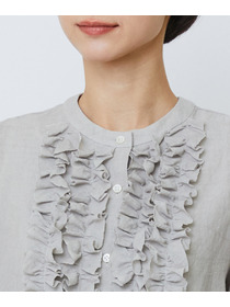 【LOISIR】グランジリネンフリルディテールブラウス 詳細画像 ネイビー 32