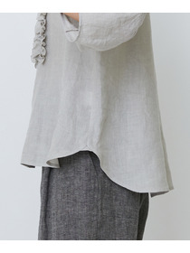 【LOISIR】グランジリネンフリルディテールブラウス 詳細画像 ネイビー 35