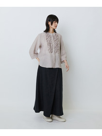 【LOISIR】グランジリネンフリルディテールブラウス 詳細画像 ネイビー 4