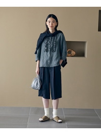 【LOISIR】グランジリネンフリルディテールブラウス 詳細画像 ネイビー 7