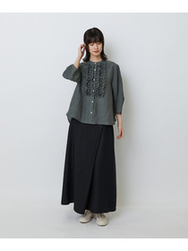 【LOISIR】グランジリネンフリルディテールブラウス 詳細画像 ネイビー 8