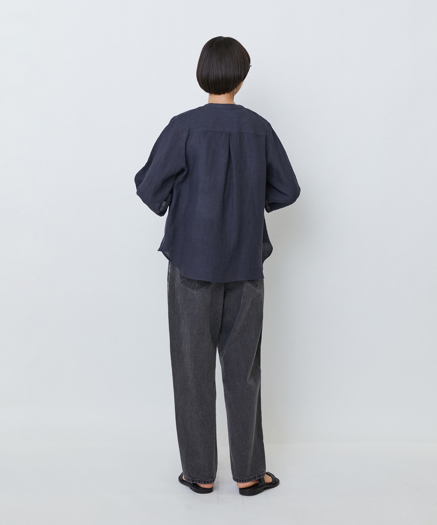 【LOISIR】グランジリネンフリルディテールブラウス 詳細画像 ネイビー 13