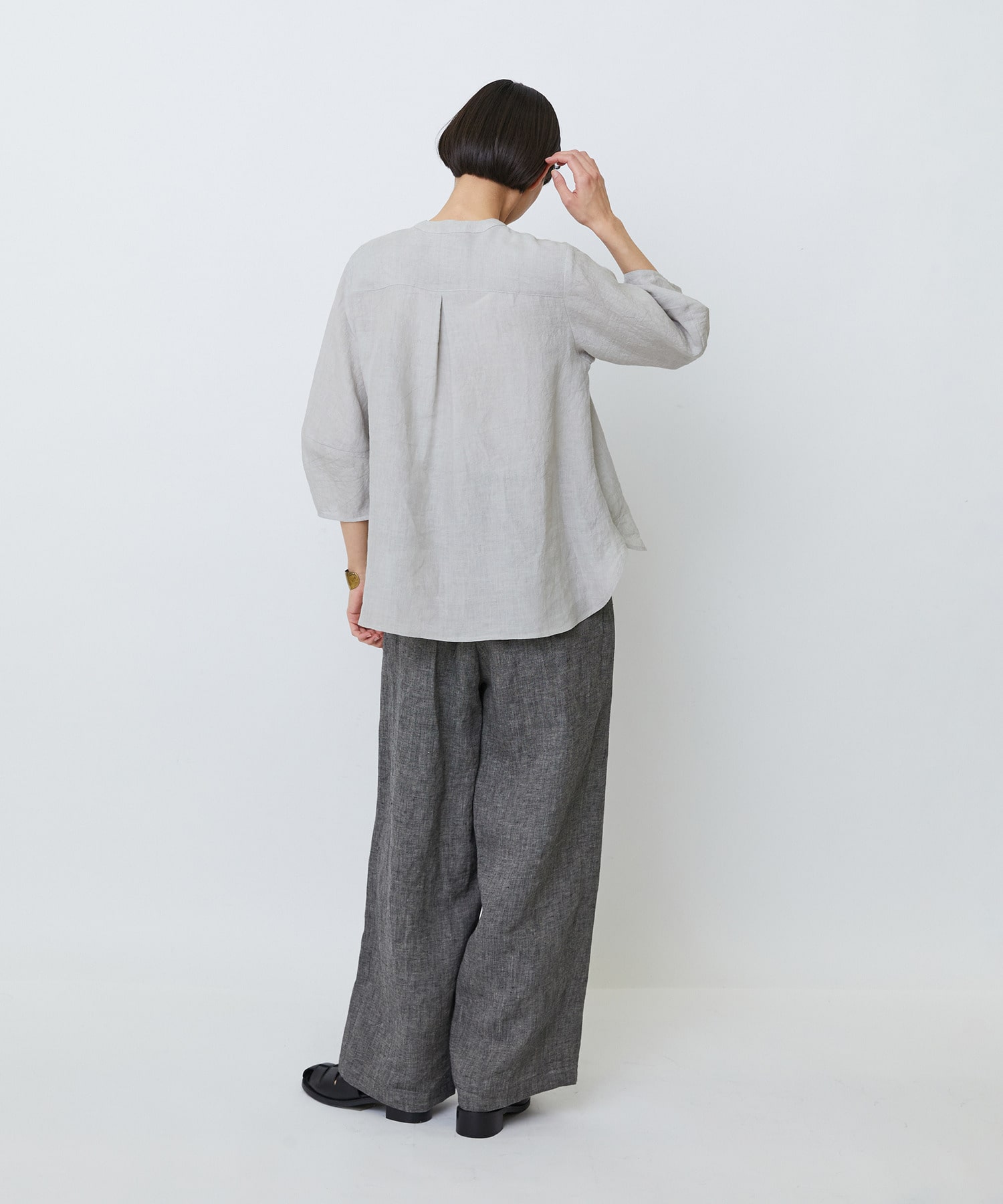 【LOISIR】グランジリネンフリルディテールブラウス 詳細画像 ネイビー 16