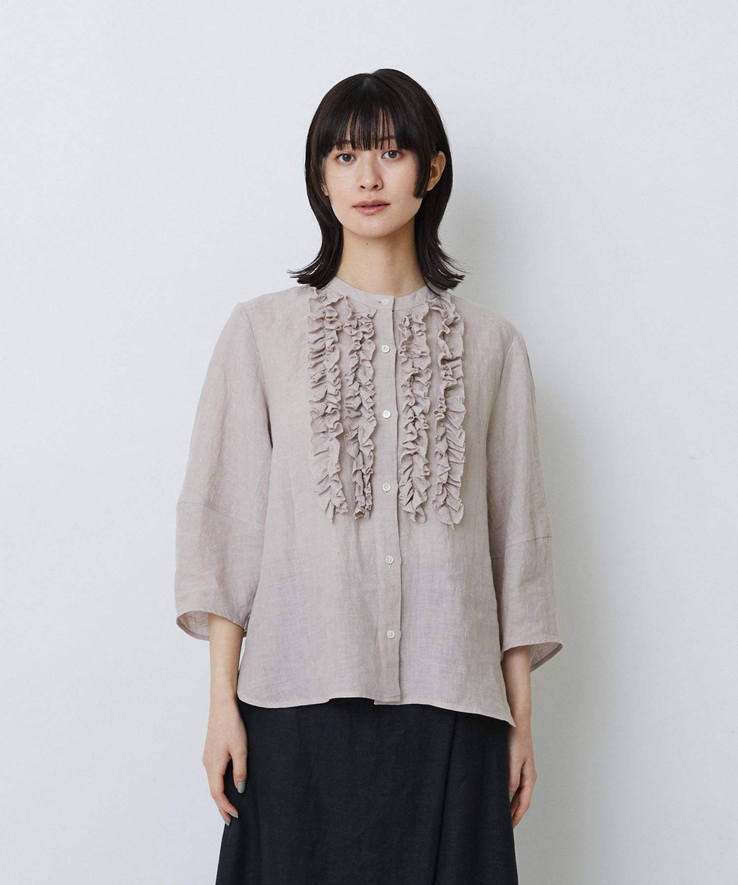 【LOISIR】グランジリネンフリルディテールブラウス 詳細画像 ネイビー 20