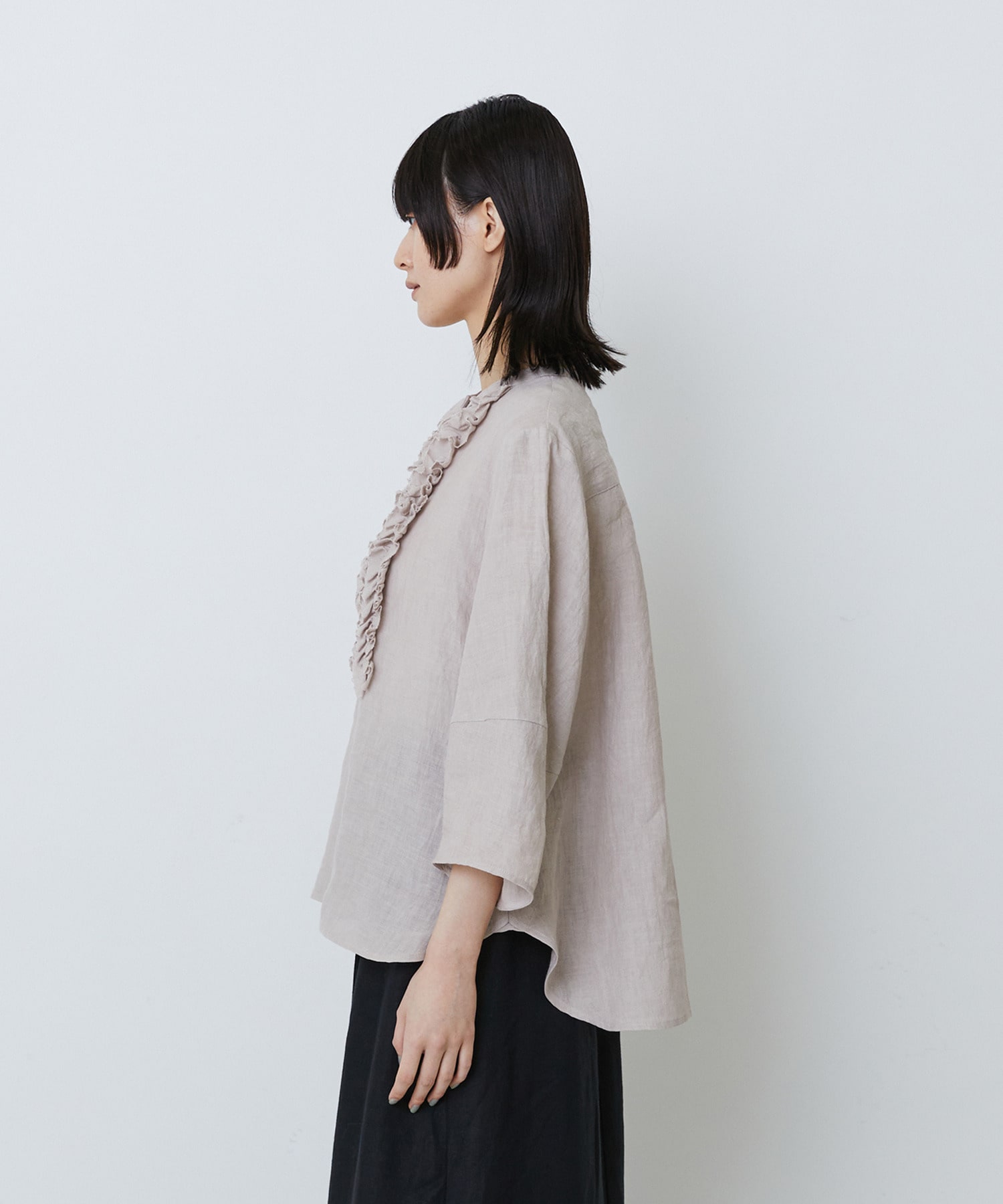 【LOISIR】グランジリネンフリルディテールブラウス 詳細画像 ネイビー 21