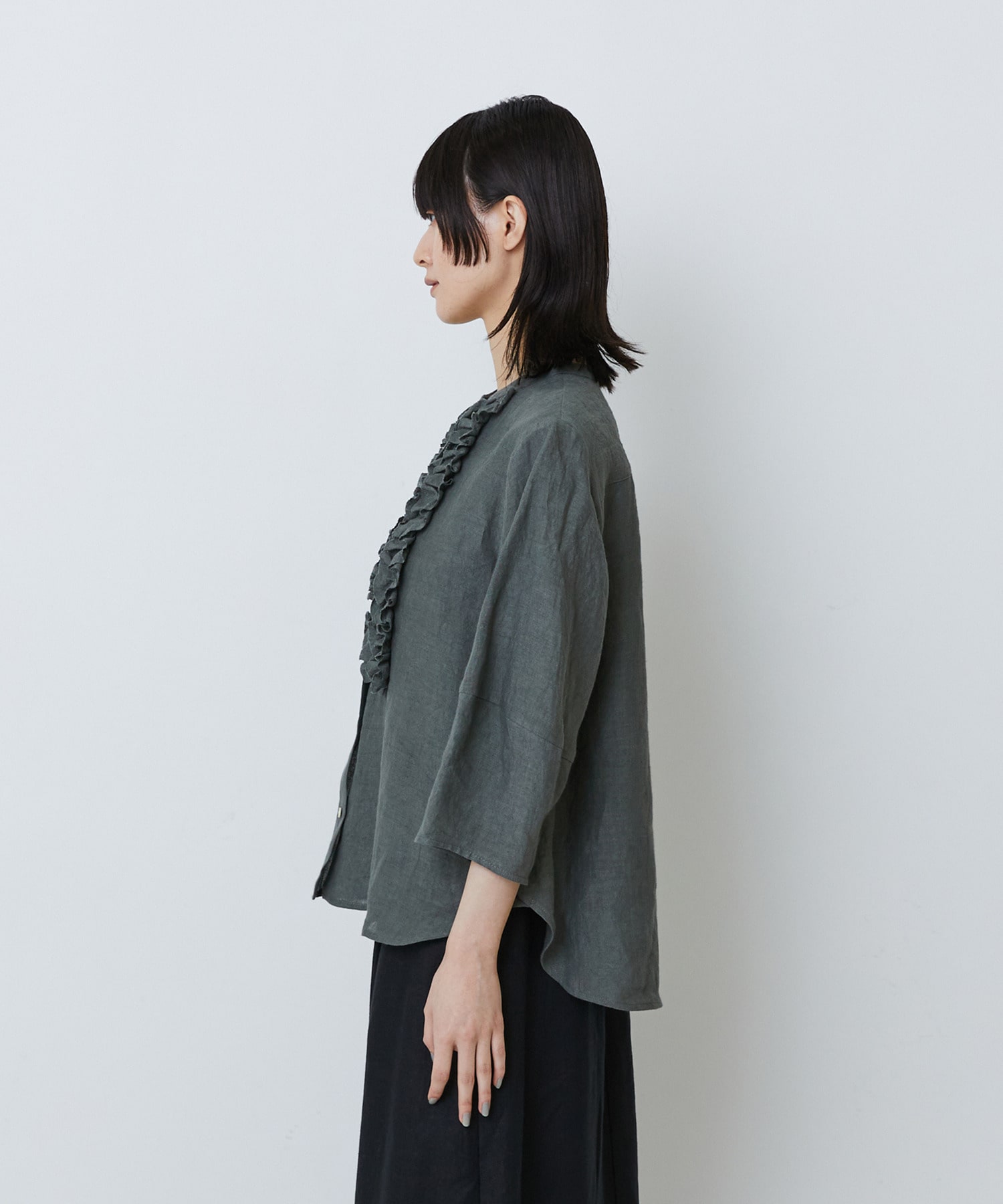 【LOISIR】グランジリネンフリルディテールブラウス 詳細画像 ネイビー 24