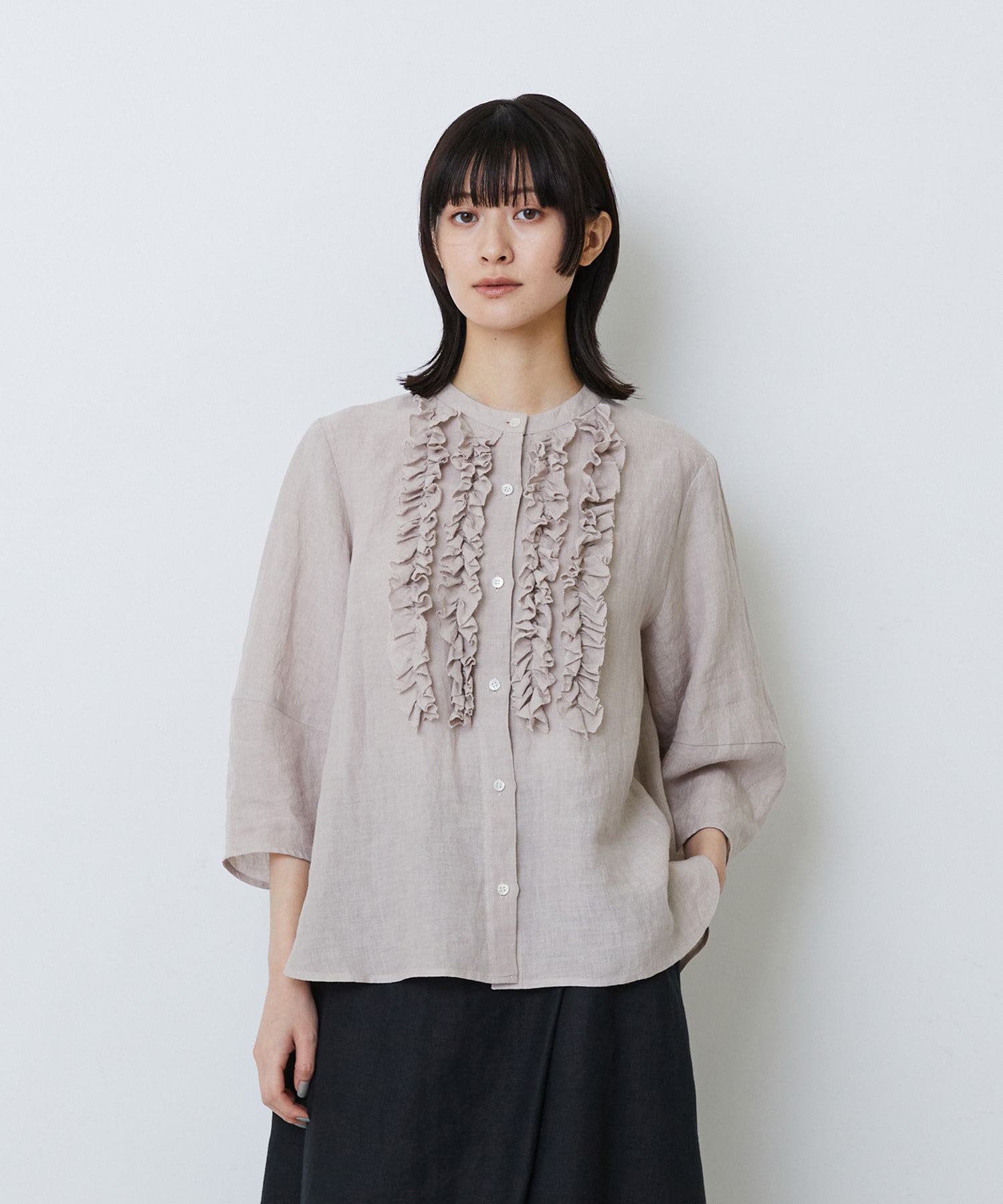 【LOISIR】グランジリネンフリルディテールブラウス 詳細画像 ピンク 1
