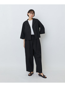 【LOISIR】コットンリネンクロス刺繍入りセーラーカラーブラウス 詳細画像 ブラック 1