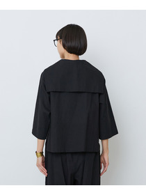 【LOISIR】コットンリネンクロス刺繍入りセーラーカラーブラウス 詳細画像 ブラック 10