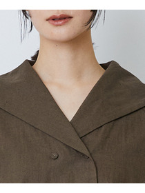 【LOISIR】コットンリネンクロス刺繍入りセーラーカラーブラウス 詳細画像 ブラック 14