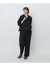 【LOISIR】コットンリネンクロス刺繍入りセーラーカラーブラウス 詳細画像 ブラック 2