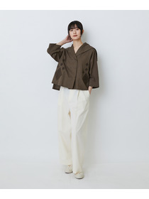 【LOISIR】コットンリネンクロス刺繍入りセーラーカラーブラウス 詳細画像 ブラック 5