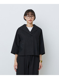 【LOISIR】コットンリネンクロス刺繍入りセーラーカラーブラウス 詳細画像 ブラック 8