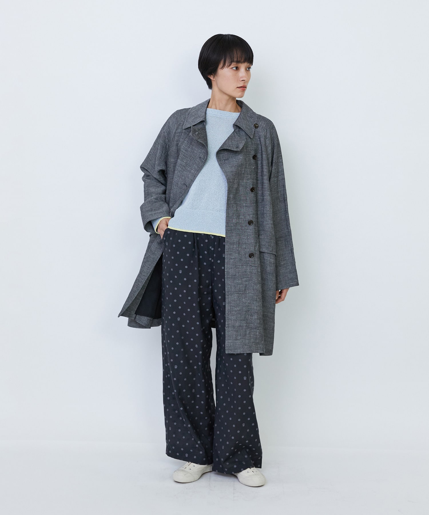 【LOISIR】バンブーリネンスプリングコート 詳細画像 グレー 1