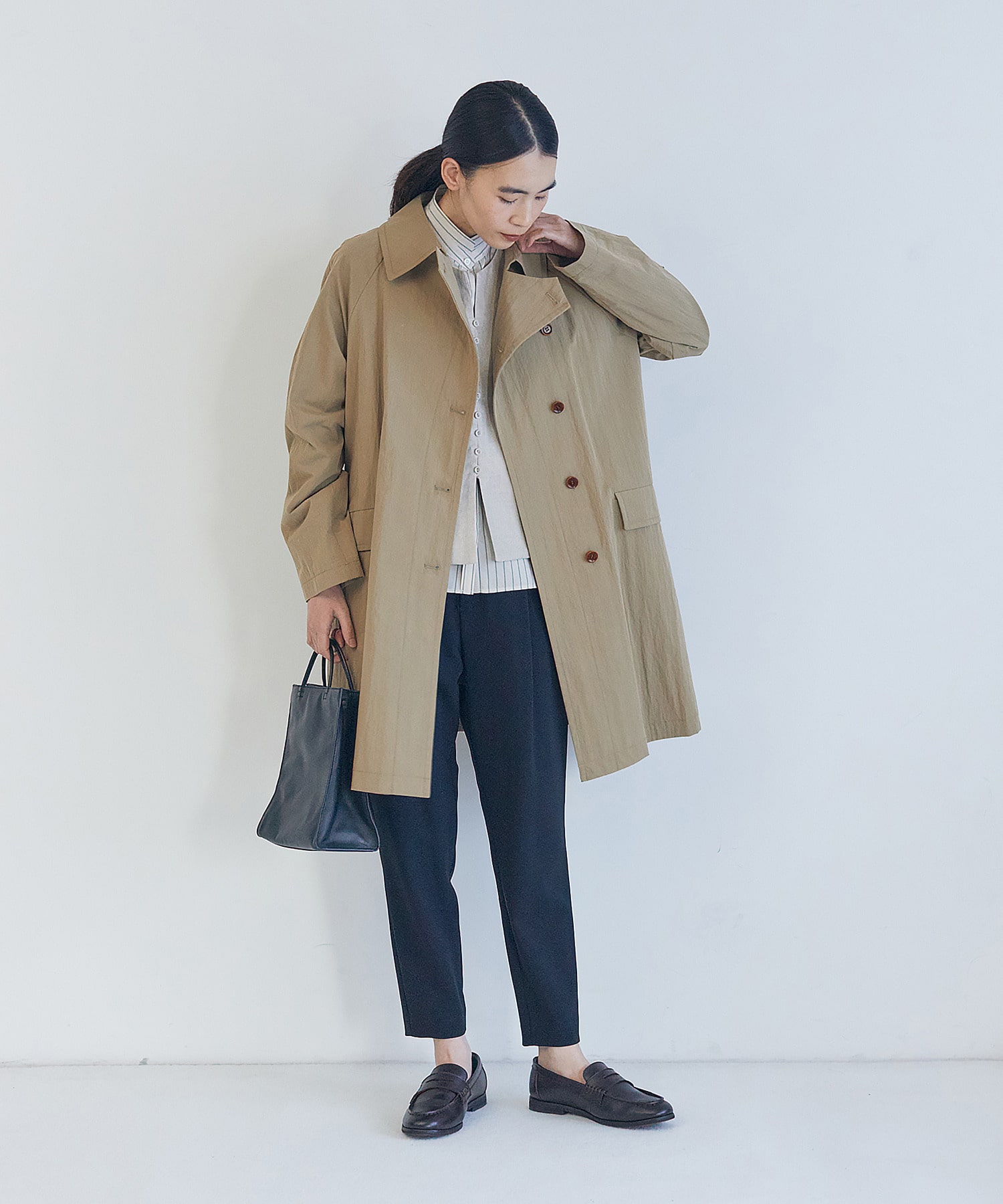 【LOISIR】コットンナイロンウェザーピーチスプリングコート 詳細画像 ライトブルー 1