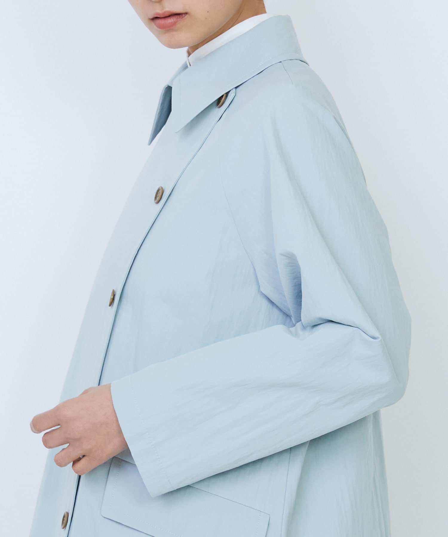 【LOISIR】コットンナイロンウェザーピーチスプリングコート 詳細画像 ライトブルー 16