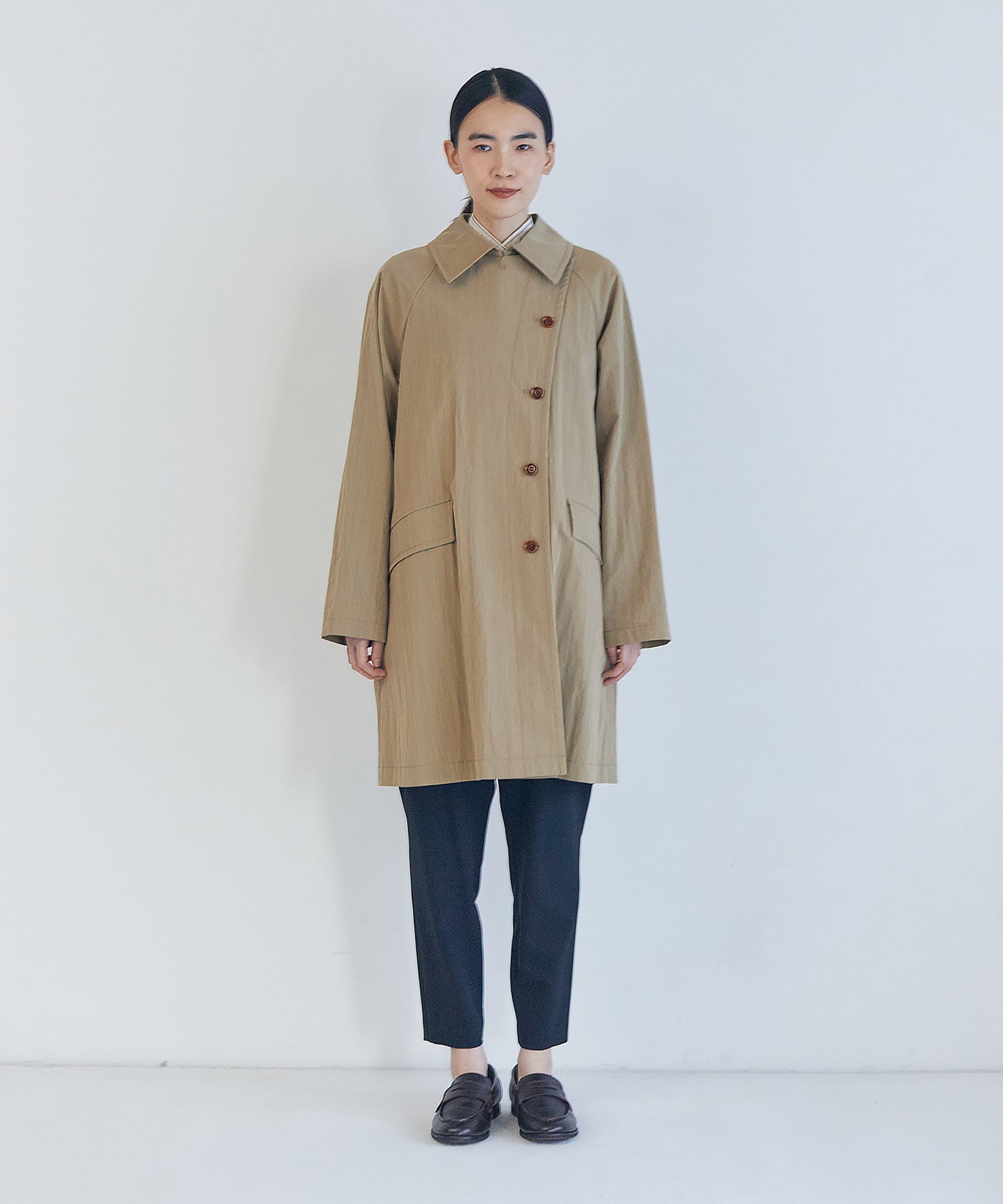 【LOISIR】コットンナイロンウェザーピーチスプリングコート 詳細画像 ライトブルー 8