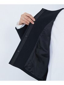 【LOISIR】エコダブルクロスノーカラージャケット 詳細画像 ブラック 13