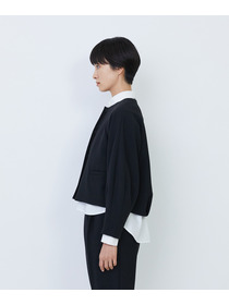 【LOISIR】エコダブルクロスノーカラージャケット 詳細画像 ブラック 7