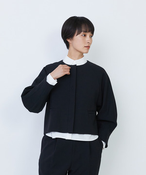 【LOISIR】エコダブルクロスノーカラージャケット 詳細画像 ブラック 1