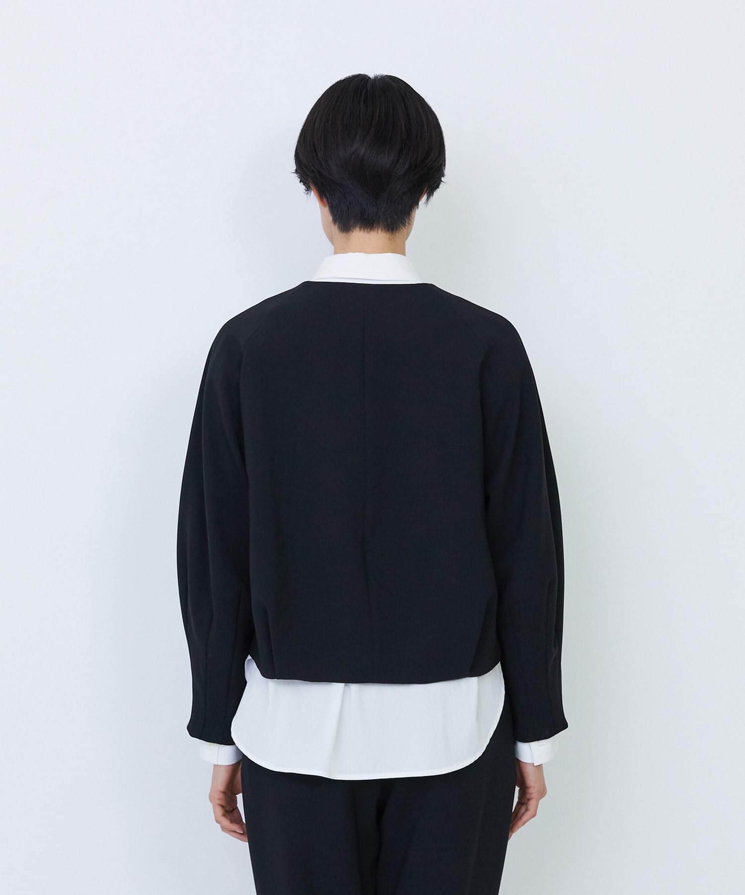 【LOISIR】エコダブルクロスノーカラージャケット 詳細画像 ブラック 8