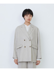 【LOISIR】【セットアップ対応】リネンツイルダブルブレストジャケット 詳細画像 ブラック 14