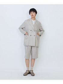 【LOISIR】【セットアップ対応】リネンツイルダブルブレストジャケット 詳細画像 ブラック 8