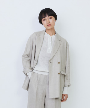 【LOISIR】【セットアップ対応】リネンツイルダブルブレストジャケット 詳細画像 キナリ 1