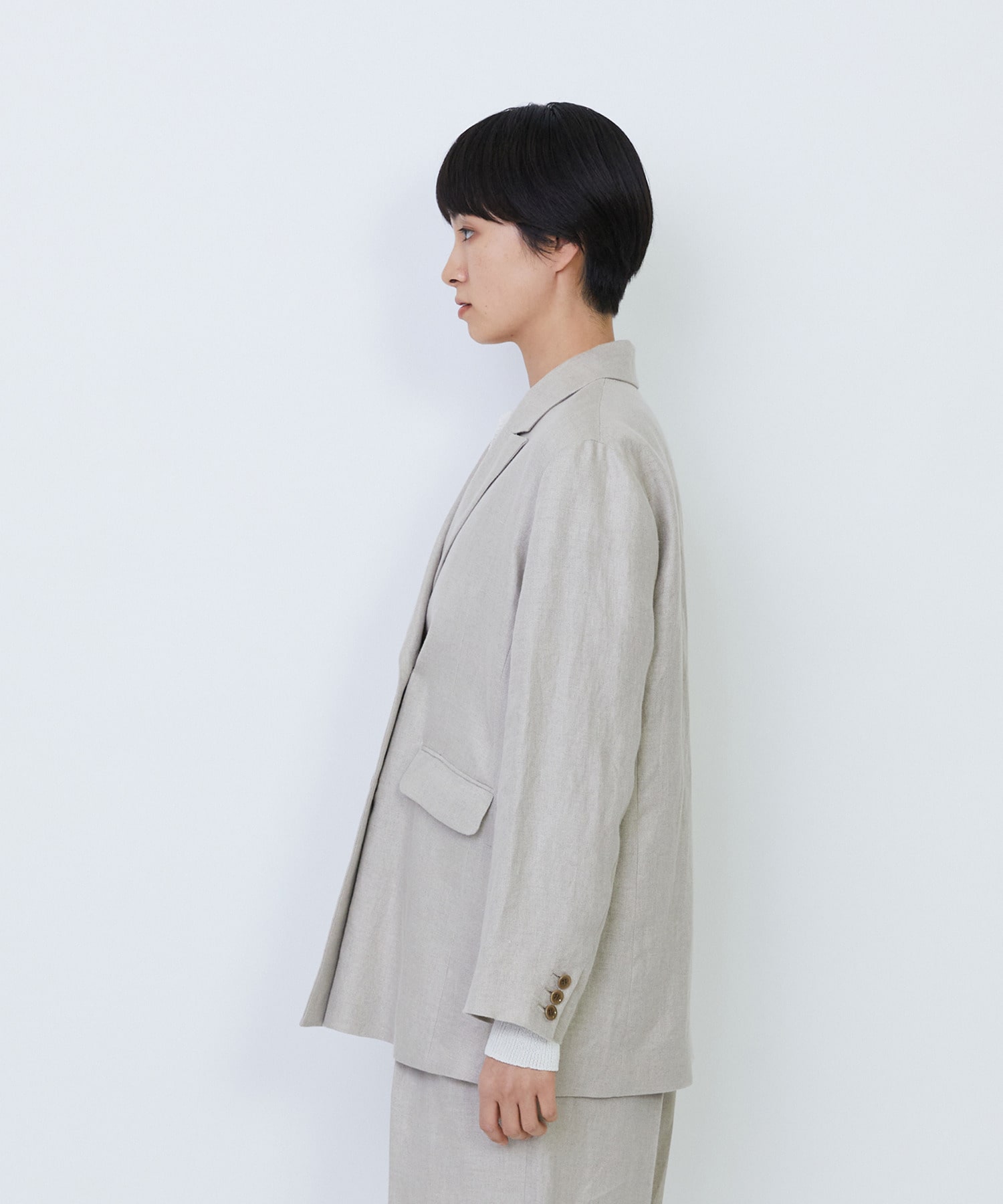 【LOISIR】【セットアップ対応】リネンツイルダブルブレストジャケット 詳細画像 ブラック 15