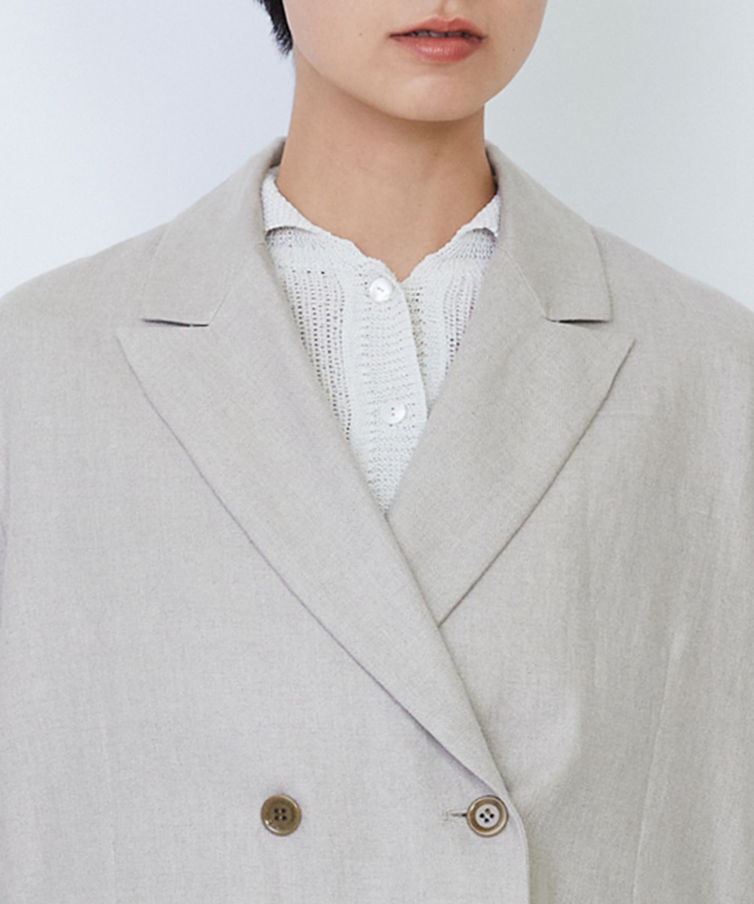 【LOISIR】【セットアップ対応】リネンツイルダブルブレストジャケット 詳細画像 ブラック 17