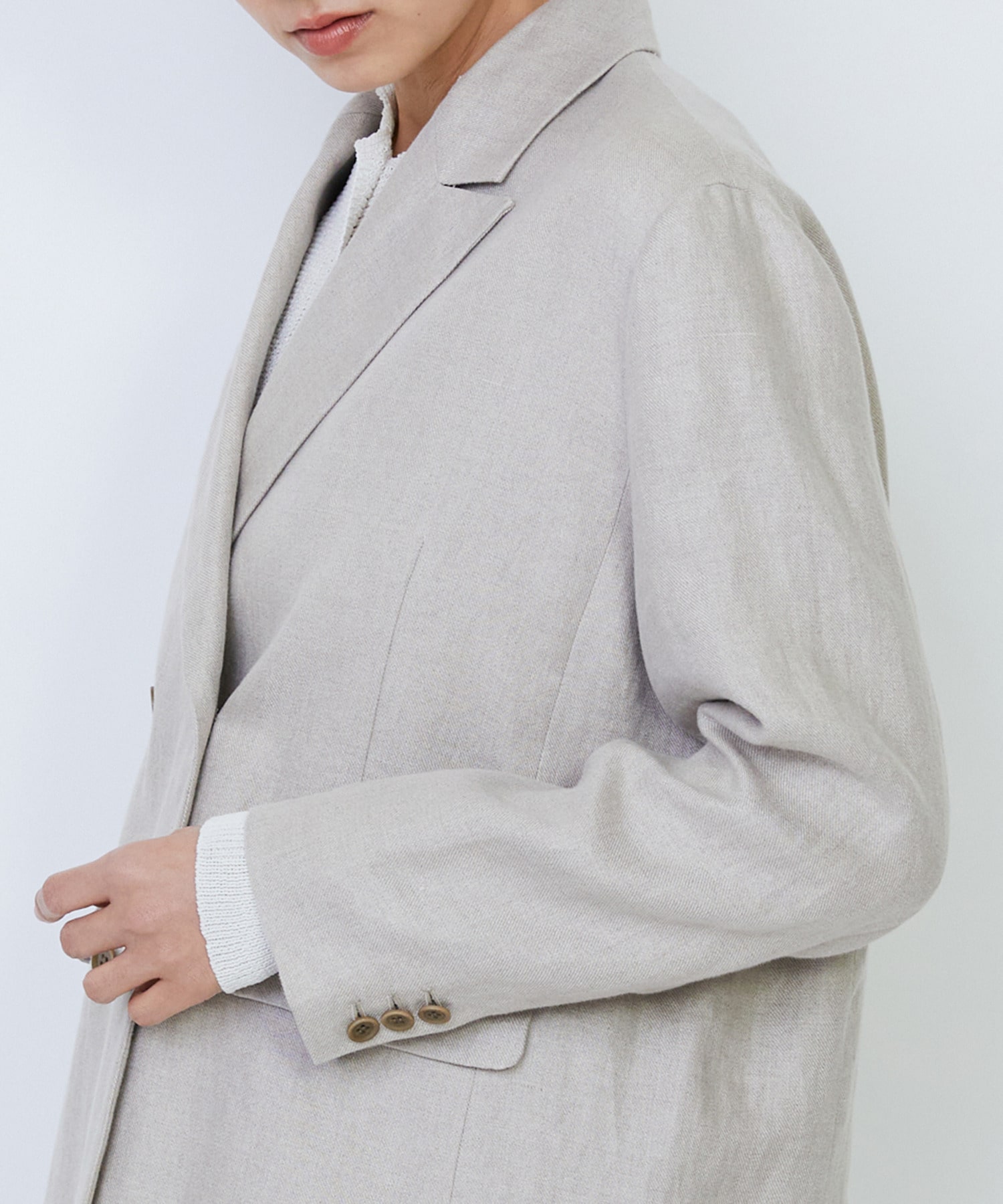 【LOISIR】【セットアップ対応】リネンツイルダブルブレストジャケット 詳細画像 ブラック 19