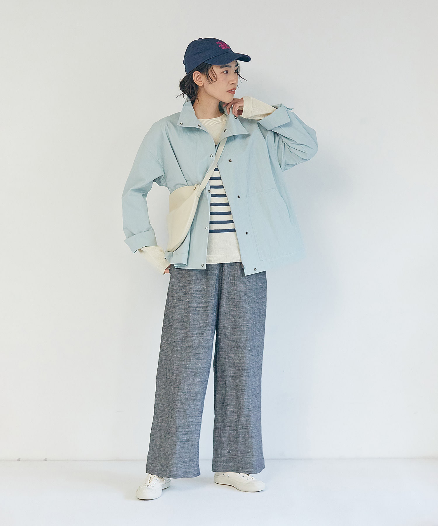 【LOISIR】コットンナイロンウェザーピーチブルゾン 詳細画像 ライトブルー 2