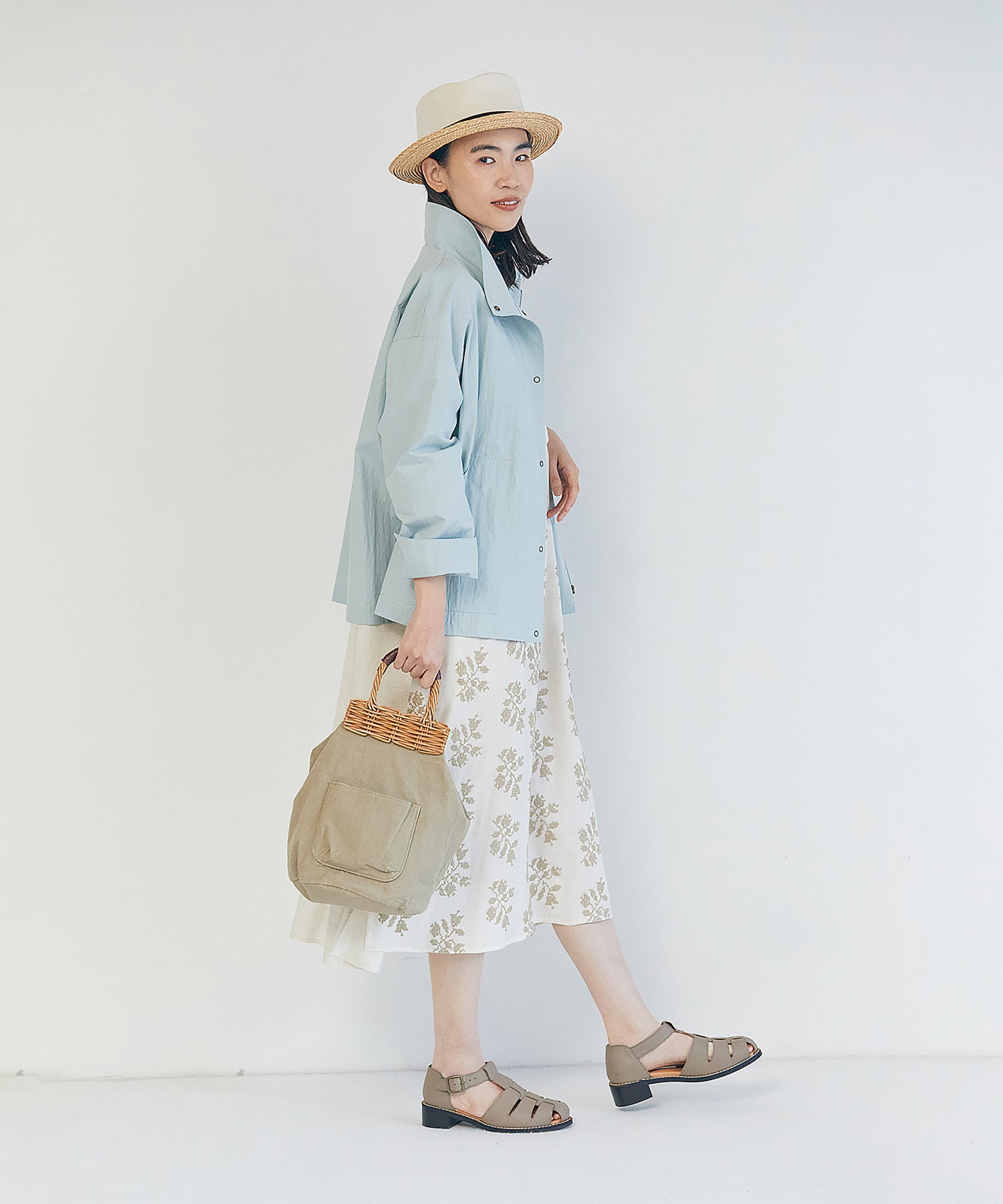 【LOISIR】コットンナイロンウェザーピーチブルゾン 詳細画像 ライトブルー 3