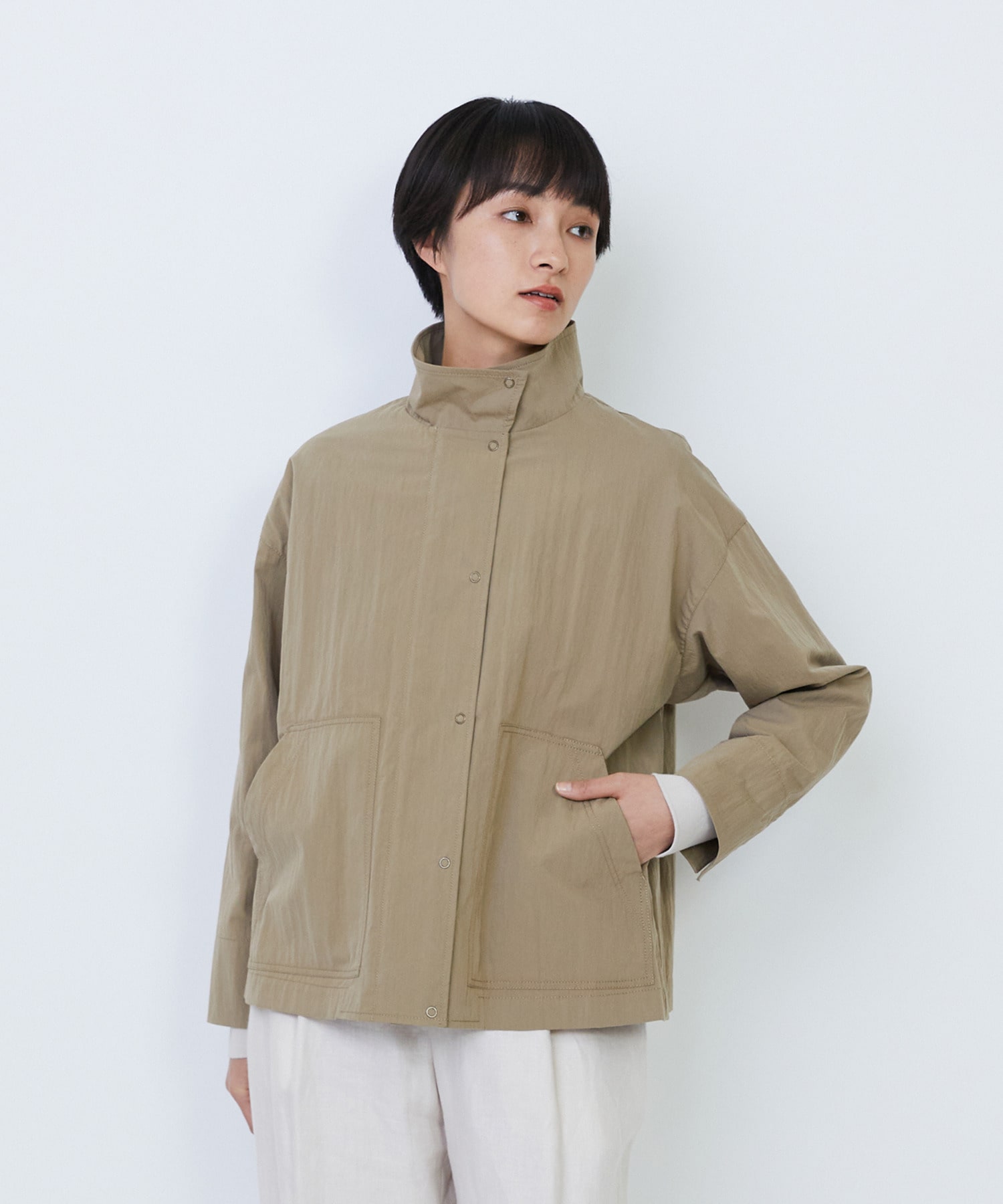 【LOISIR】コットンナイロンウェザーピーチブルゾン 詳細画像 ベージュ 1