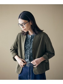 【LOISIR】グランジコットンポプリンノーカラージャケット 詳細画像 ブラウン 1